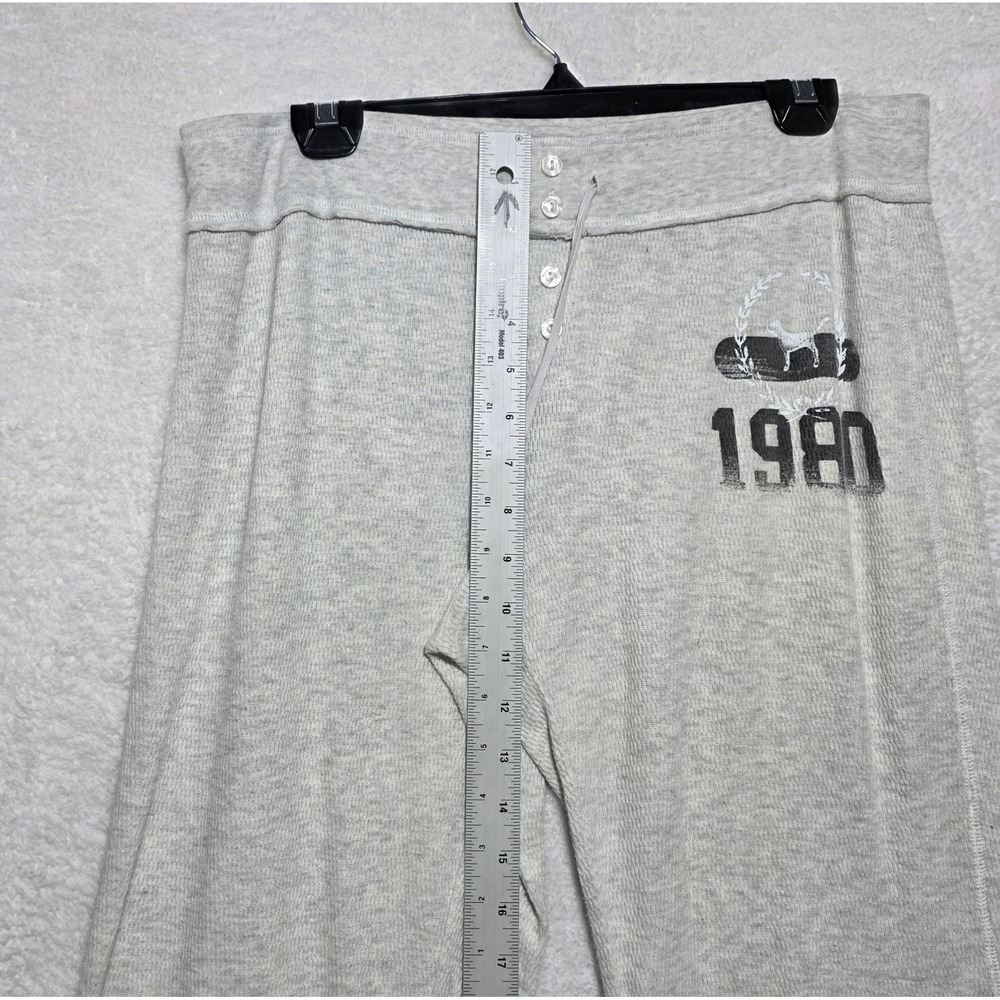 Victoria's Secret PINK Y2K Gray Waffle Knit Flare Lounge Pants 1980 Graphic M - Picture 8 of 9